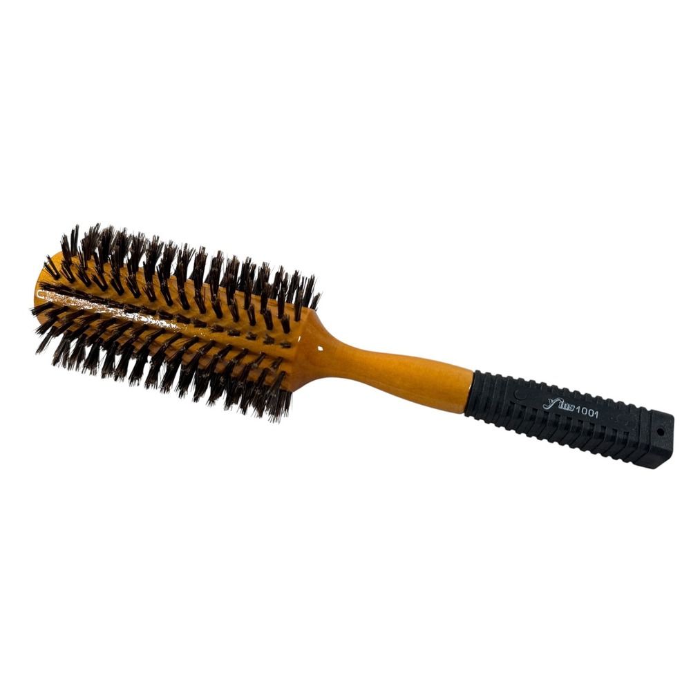VTG Yins 100% Wild Boar Bristle Round Hair Brush Wood Natural Medium 1001 New